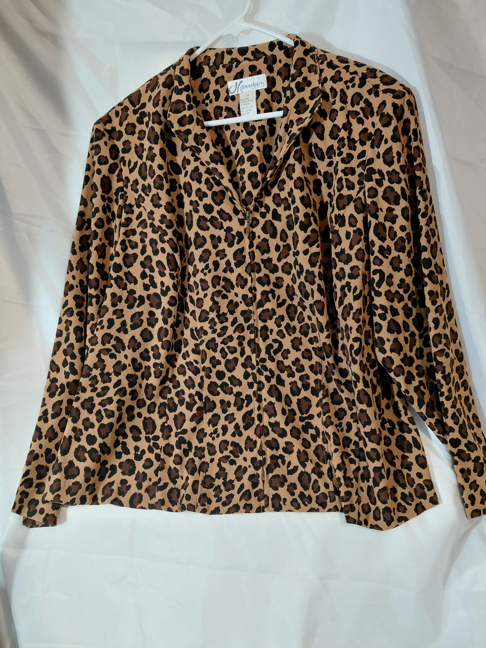 Dress Barn Tan and Black Leopard Print Button-Down Shirt